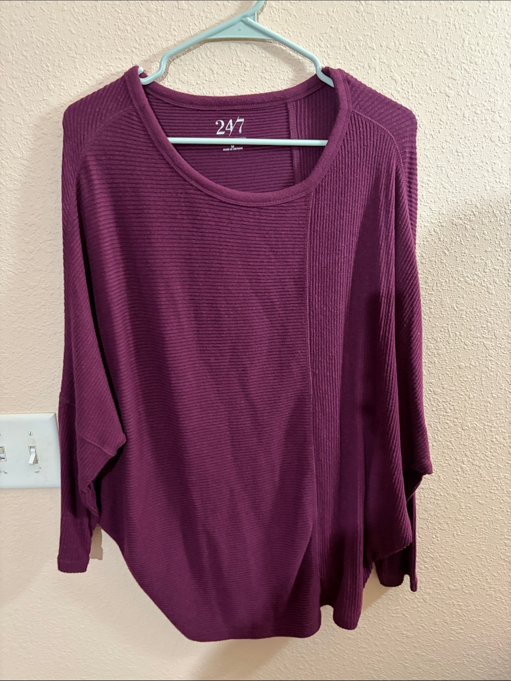 Maurice’s 24/7 Plum Ribbed Drop-Shoulder Top